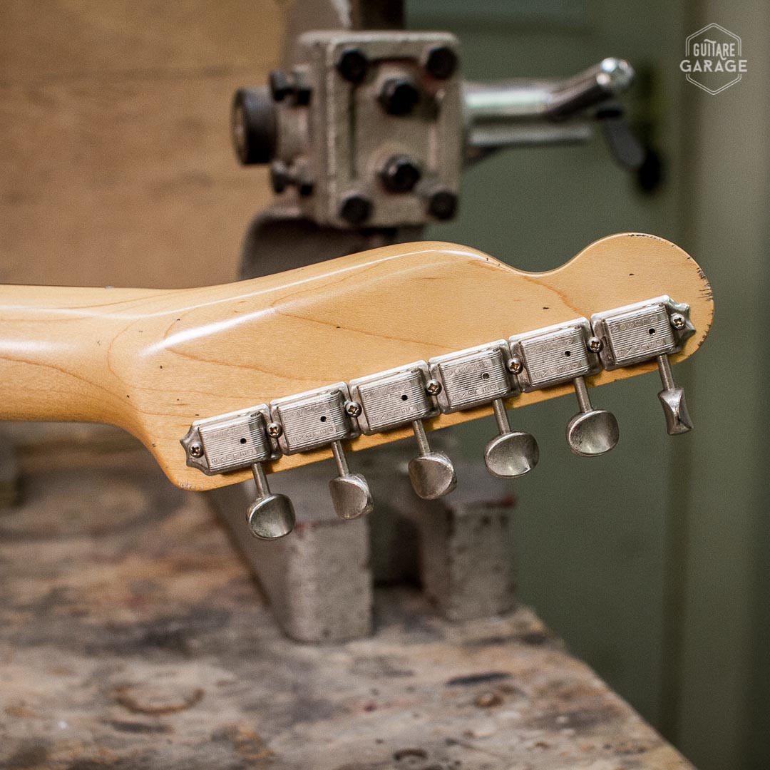 Partcaster Guitare Garage Olive Drab Light Relic avec Bindings Blancs