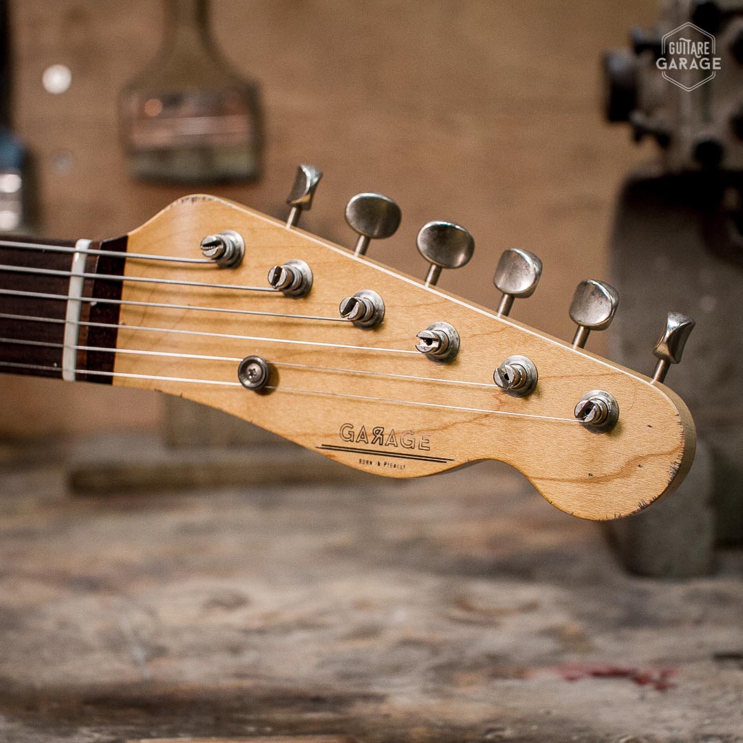 Partcaster Guitare Garage Olive Drab Light Relic avec Bindings Blancs
