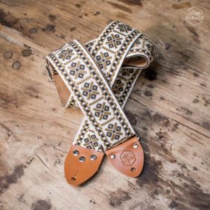 Sangle Vintage Guitare Garage Blanche motif Crossroads