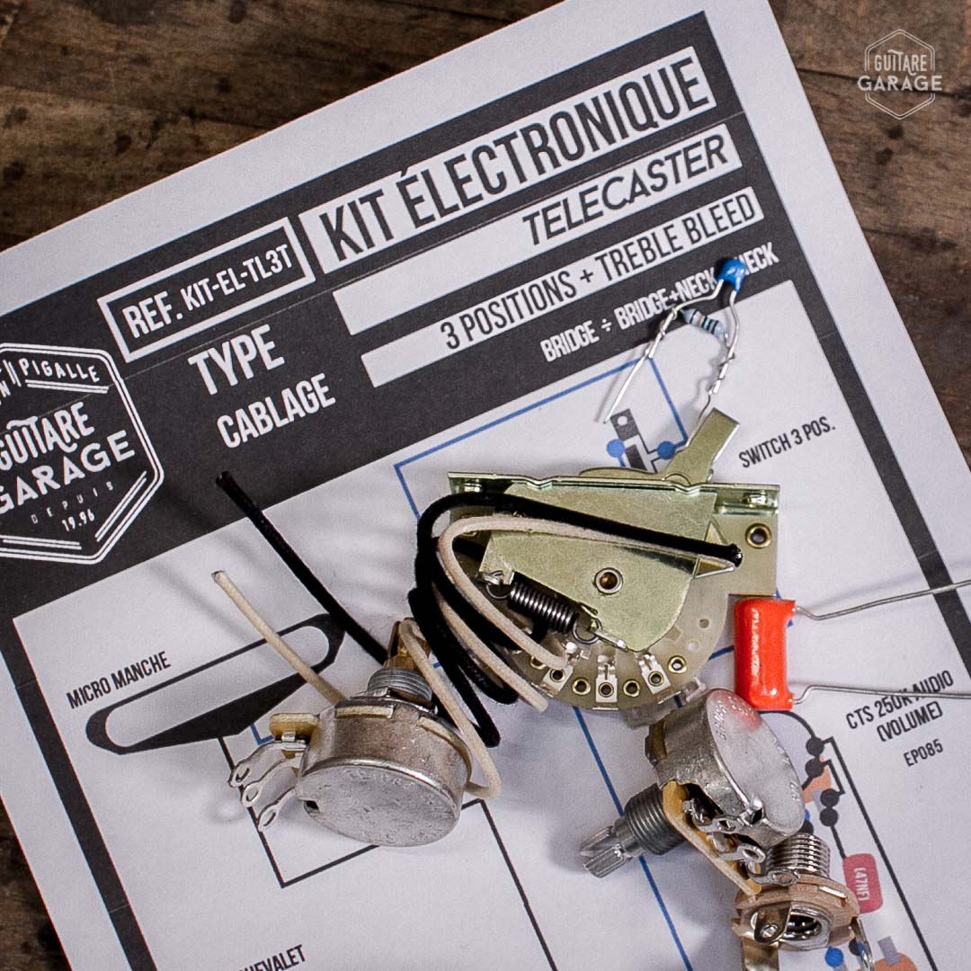 Kit electronique Guitare Garage pour Telecaster 3 positions avec Treble Bleed
