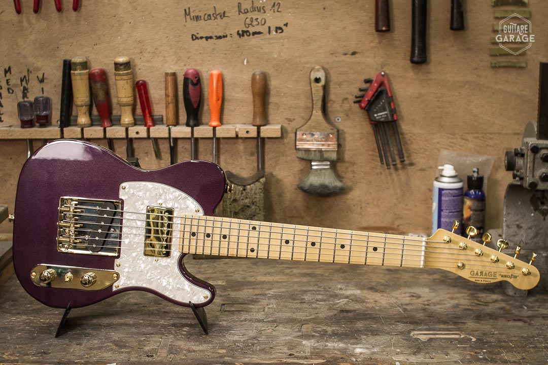 Minicaster Aubergine Metal Custom HB Gold edition