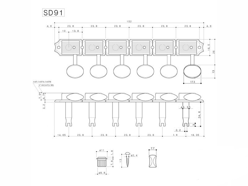 Mécaniques 6x1 Gotoh SD91 finition nickel