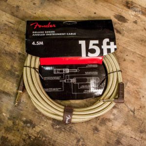 Câble Jack Fender Deluxe Series coudé 4,5 mètres finition tweed jaune