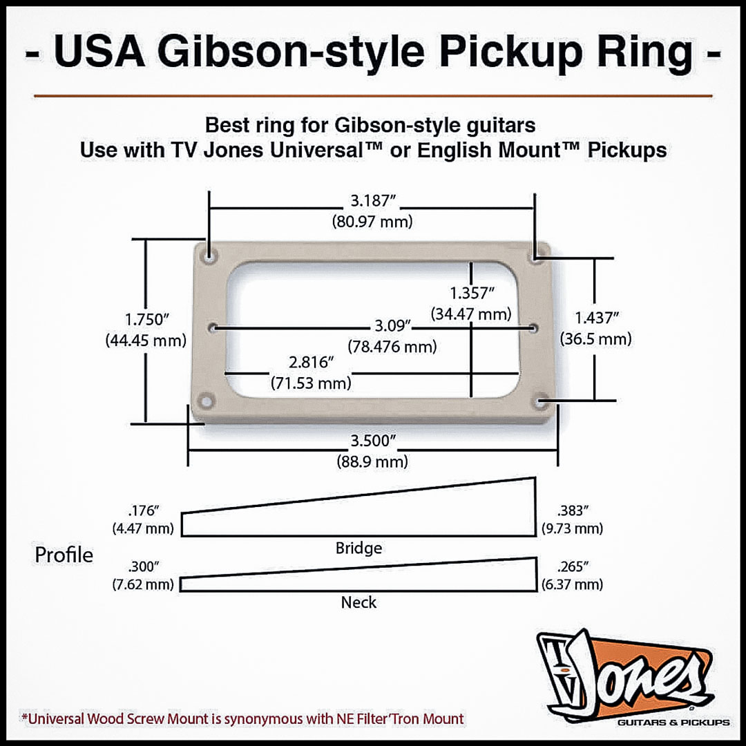 Ring TV Jones EM1 Noir Bridge format Gibson pour micro filtertron – Image 3