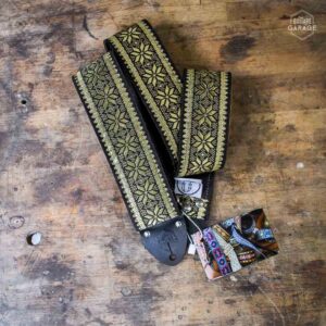 Sangle Vintage Guitare Garage Gold motif "Poinsettia"