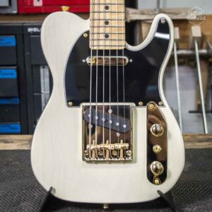 Minicaster Frêne Olympic White Open Grain Gold Edition