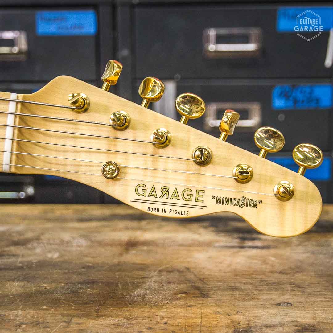 Minicaster Frêne Olympic White Open Grain Gold Edition