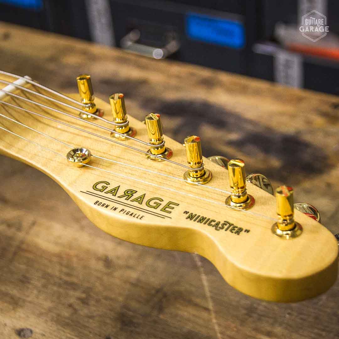 Minicaster Frêne Olympic White Open Grain Gold Edition