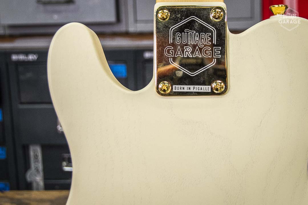 Minicaster Frêne Olympic White Open Grain Gold Edition