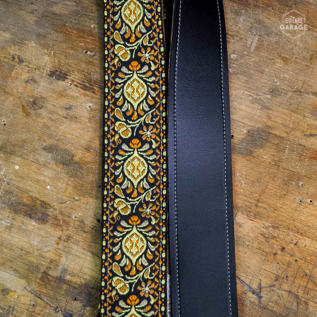 Sangle Vintage Guitare Garage Gold motif Peacok
