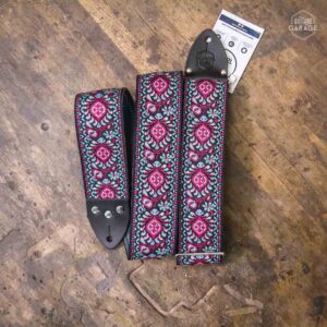 Sangle Vintage Guitare Garage Pourpre Motif "Peacock"