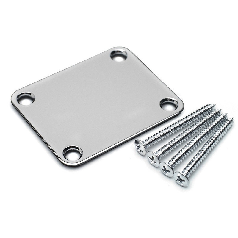 Plaque de manche (neck plate) Gotoh Style Fender fixation 4 points finition Chrome