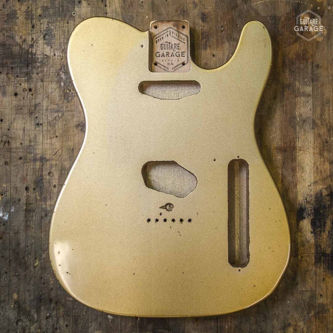 Corps Type Tele aulne Firemist Gold Light Relic by Guitare Garage