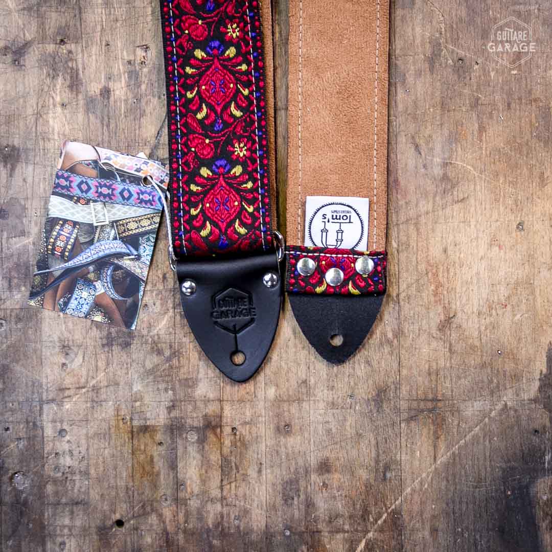 Sangle Vintage Guitare Garage Ruby Motif Peacock