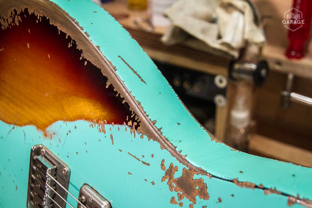 Guitare Garage Modèle Cabro Sea Foam Green Over Burst Relic