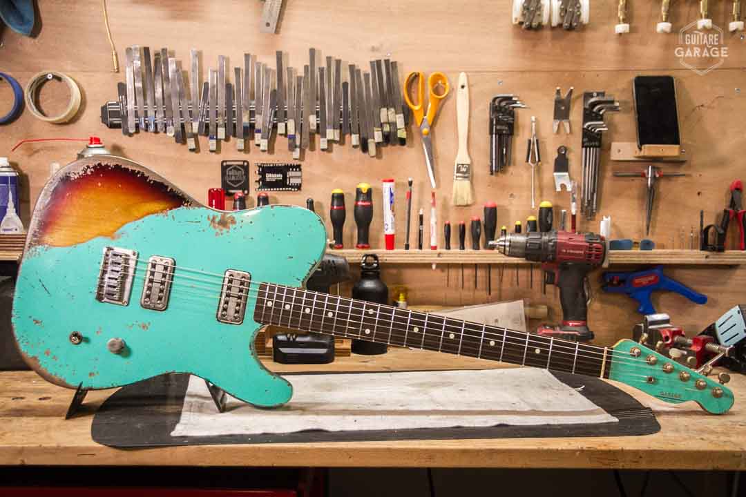 Guitare Garage Modèle Cabro Sea Foam Green Over Burst Relic