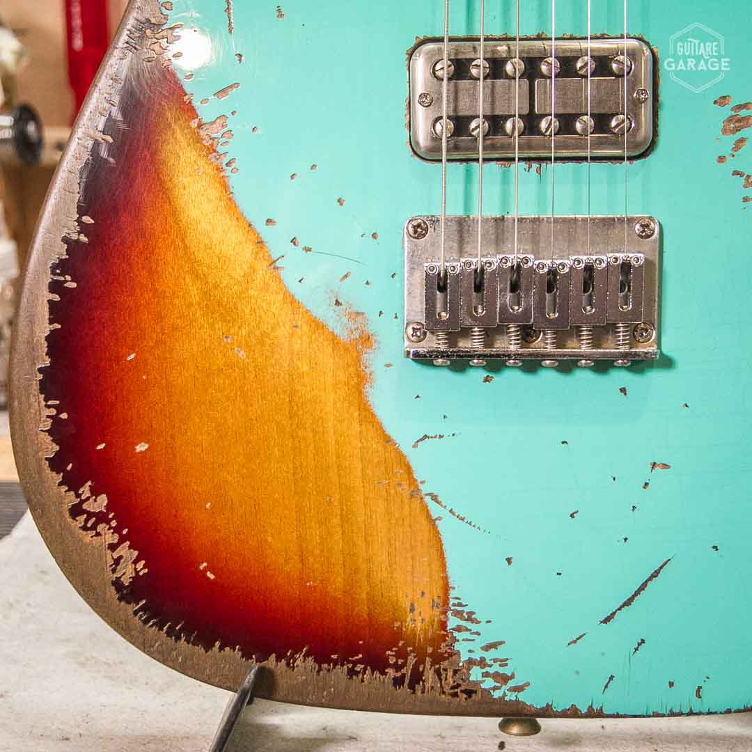 Guitare Garage Modèle Cabro Sea Foam Green Over Burst Relic