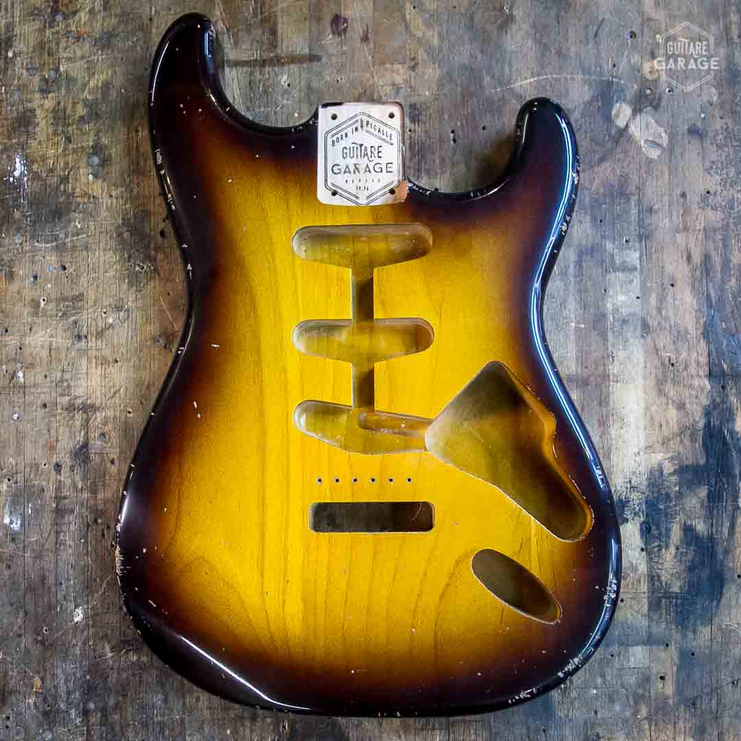 Corps Stratocaster Aulne Sunburst 2 tons Relic by Guitare Garage