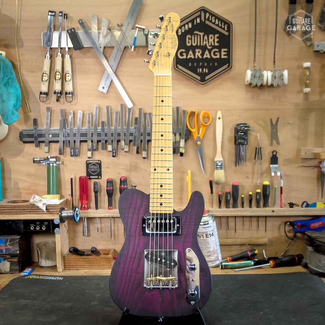 Minicaster Frêne Purple Burst Huilée HB No Guard