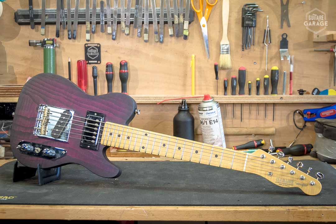 Minicaster Frêne Purple Burst Huilée HB No Guard